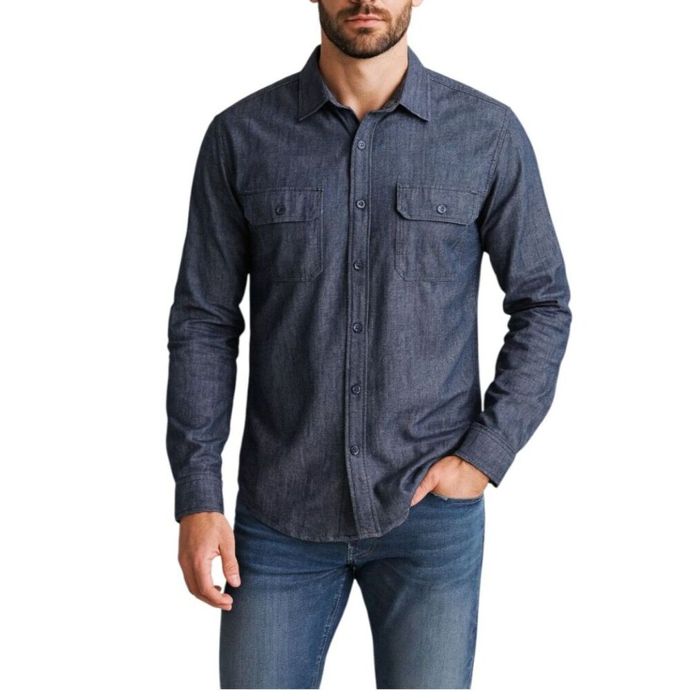 NWT Express Men’s Long Sleeve Chambray Button-Up Shirt | Size Medium
